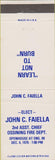 Matchbook Cover - Vote John Faiella Fire Chief
