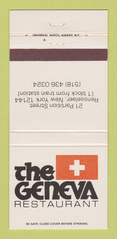 Matchbook Cover - The Geneva Restaurant Rensselaer NY 30 Strike