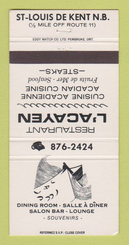 Matchbook Cover - Restaurant L'Acayen St Louis De Kent NB 30 Strike