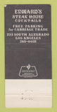 Matchbook Cover - Edwards Steak House Los Angeles CA 30 Strike