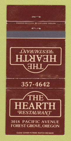 Matchbook Cover - The Hearth Restaurant Forest Grove OR WEAR 30 Strike