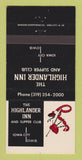 Matchbook Cover - Highlander Inn Iowa City IA Supper Club 30 Strike