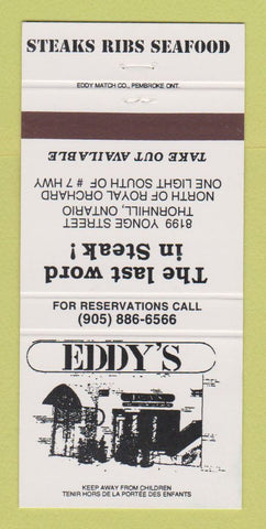 Matchbook Cover - Eddy's Steak House Thornhill ON 30 Strike