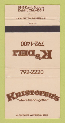 Matchbook Cover - K's Deli Kristofer's Dublin OH 30 Strike