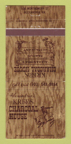 Matchbook Cover - Kristos Charcoal House Alexandria VA 30 Strike