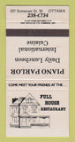 Matchbook Cover - Full House Restaurant Piano Parlor Ottawa ON WEAR 30 Strike
