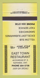 Matchbook Cover - East Town Restaurant Napanee ON 30 Strike
