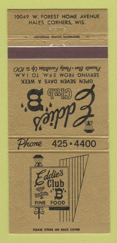 Matchbook Cover - Eddie's Club B Hales Corners WI 30 Strike