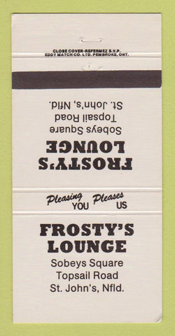 Matchbook Cover - Frosty's Lounge St John's NF NL 30 Strike