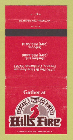 Matchbook Cover - Hills Fire Restaurant Fresno CA WEAR 30 Strike