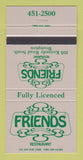 Matchbook Cover - Friends Restaurant Brampton ON 30 Strike