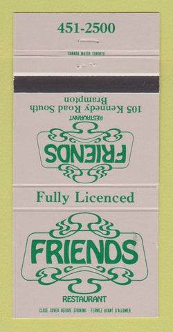 Matchbook Cover - Friends Restaurant Brampton ON 30 Strike