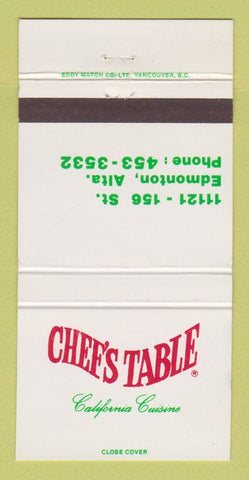 Matchbook Cover - Chef's Table Restaurant Edmonton AB 30 Strike