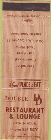Matchbook Cover - Double D DD Restaurant