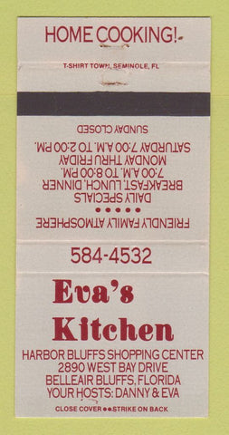 Matchbook Cover - Eva's Kitchen Belleair Bluffs FL 30 Strike
