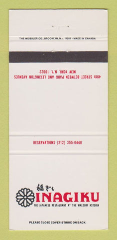 Matchbook Cover - Inagiku Japanese Restaurant New York City 30 Strike