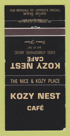 Matchbook Cover - Kozy Nest Cafe Nepean ON 30 Strike