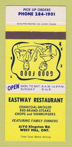 Matchbook Cover - Eastway Restaurant West Hill ON 30 Strike