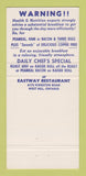Matchbook Cover - Eastway Restaurant West Hill ON 30 Strike