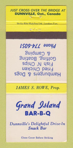 Matchbook Cover - Grand Island BBQ Dunnville ON 30 Strike