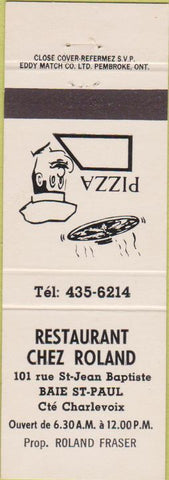 Matchbook Cover - Restaurant Chez Roland Bais St Paul ON