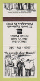 Matchbook Cover - Harr's Bar Grill Philadelphia PA 30 Strike