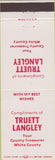 Matchbook Cover - Vote Truett Langley White County Treasurer