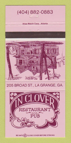 Matchbook Cover - In Clover Restaurant Pub La Grange GA 30 Strike