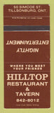 Matchbook Cover - Hilltop Restaurant Taver nTillsonburg ON SAMPLE 30 Strike