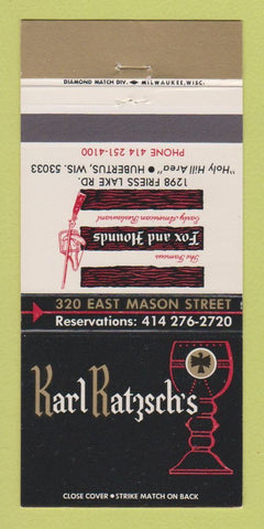 Matchbook Cover - Karl Katzsch's Restaurant Hubertus WI 30 Strike