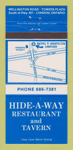 Matchbook Cover - Hide A Way Restaurant London ON 30 Strike