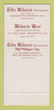 Matchbook Cover - Eddie Webster's Restaurant Bloomington MN  30 Strike