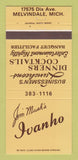 Matchbook Cover - Jim Mush's Ivanho Restaurant Melvindale MI 30 Strike