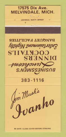 Matchbook Cover - Jim Mush's Ivanho Restaurant Melvindale MI 30 Strike