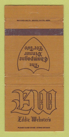 Matchbook Cover - Eddie Webster's Restaurant St Louis Park MN WEAR 30 Strike