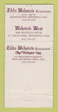 Matchbook Cover - Eddie Webster's Restaurant St Louis Park MN WEAR 30 Strike