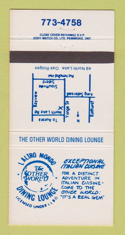Matchbook Cover - Mother World Restaurant  Oak Ridges ON 30 Strike