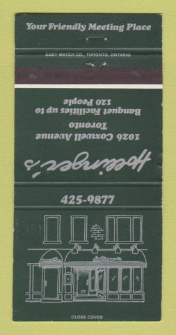 Matchbook Cover - Hollinger's Restaurant Toronto ON 30 Strike