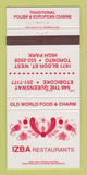Matchbook Cover - Izba Restaurants Toronto ON Etobicoke 30 Strike