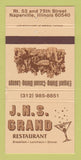 Matchbook Cover - JNS Grand Restaurant Naperville IL WEAR 30 Strike