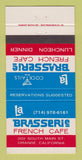 Matchbook Cover - La Brasserie French Cafe Orange CA 30 Strike