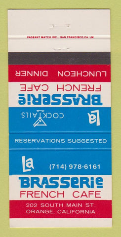 Matchbook Cover - La Brasserie French Cafe Orange CA 30 Strike