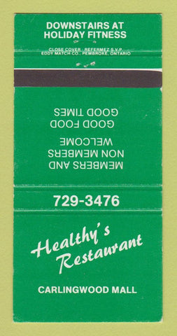 Matchbook Cover - Healthy's Restaurant Carlingwood Ottawa? ON 30 Strike