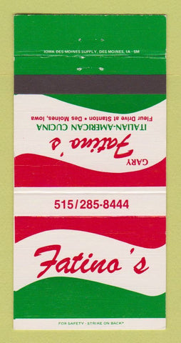 Matchbook Cover - Gary Fatino's Italian Restaurant Des Moines IA 30 Strike