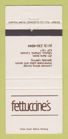Matchbook Cover - Fettuccine's Ottawa ON restaurant 30 Strike
