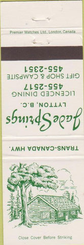 Matchbook Cover - Jade Springs Restaurant Lytton BC