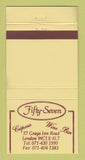 Matchbook Cover - Fifty Seven Creperie London UK England 30 Strike