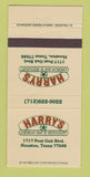 Matchbook Cover - Harry's American Bar Restaurant  Houston TX 30 Strike