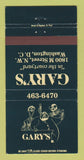 Matchbook Cover - Gary's Restaurant Washington DC 30 Strike