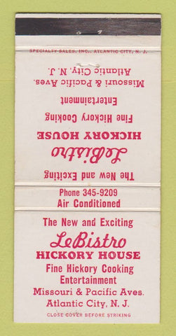 Matchbook Cover - Le Bistro Hickory House Atlantic City NJ WEAR 30 Strike